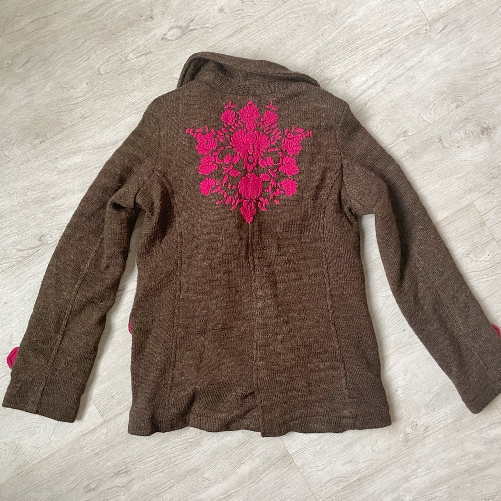 Free People Embroidered Floral Wool Knit Double Breasted Jacket!